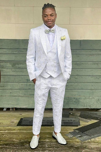 Shawl Lapel One Button White Men's Prom Suits