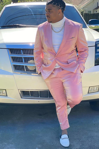 Peak Lapel One Button Light Pink Men's Prom Suits