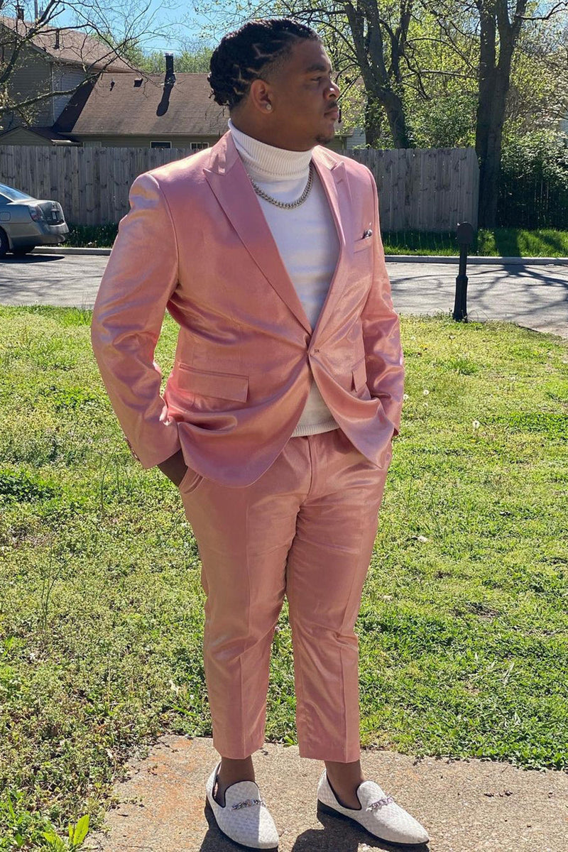 Load image into Gallery viewer, Peak Lapel One Button Light Pink Men&#39;s Prom Suits