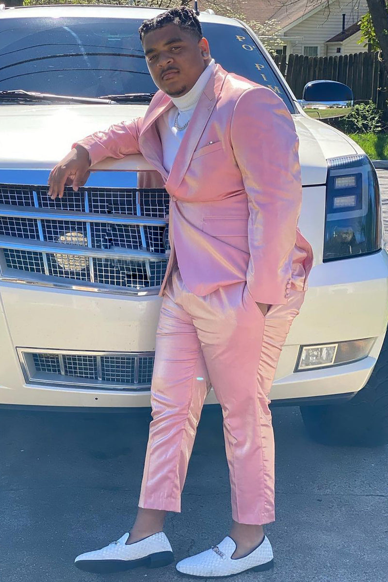 Load image into Gallery viewer, Peak Lapel One Button Light Pink Men&#39;s Prom Suits