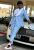 Load image into Gallery viewer, Light Blue 3 Piece Shawl Lapel Men&#39;s Prom Suits