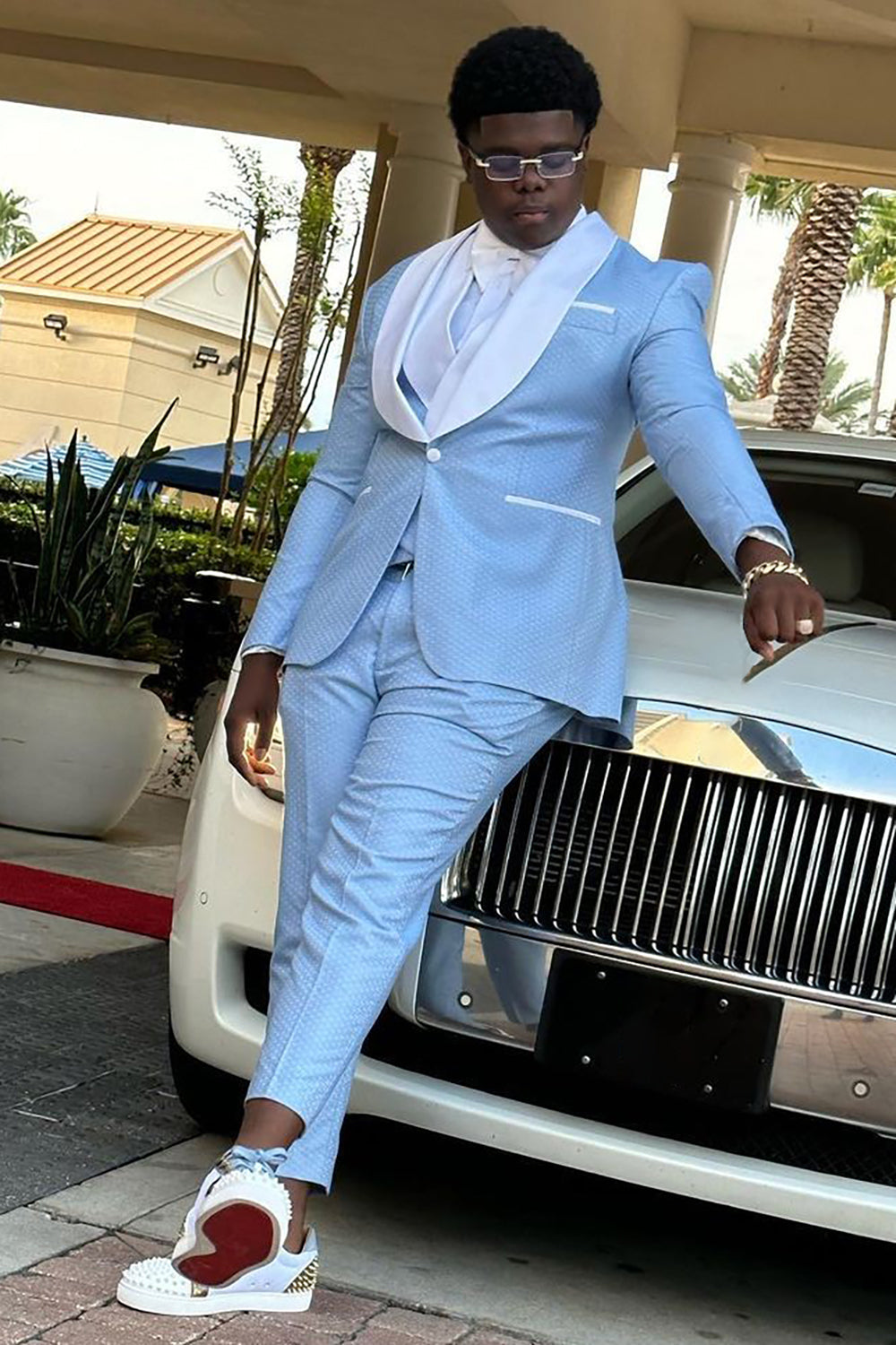 Silver and blue 2025 prom tux