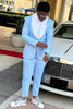 Load image into Gallery viewer, Light Blue 3 Piece Shawl Lapel Men&#39;s Prom Suits