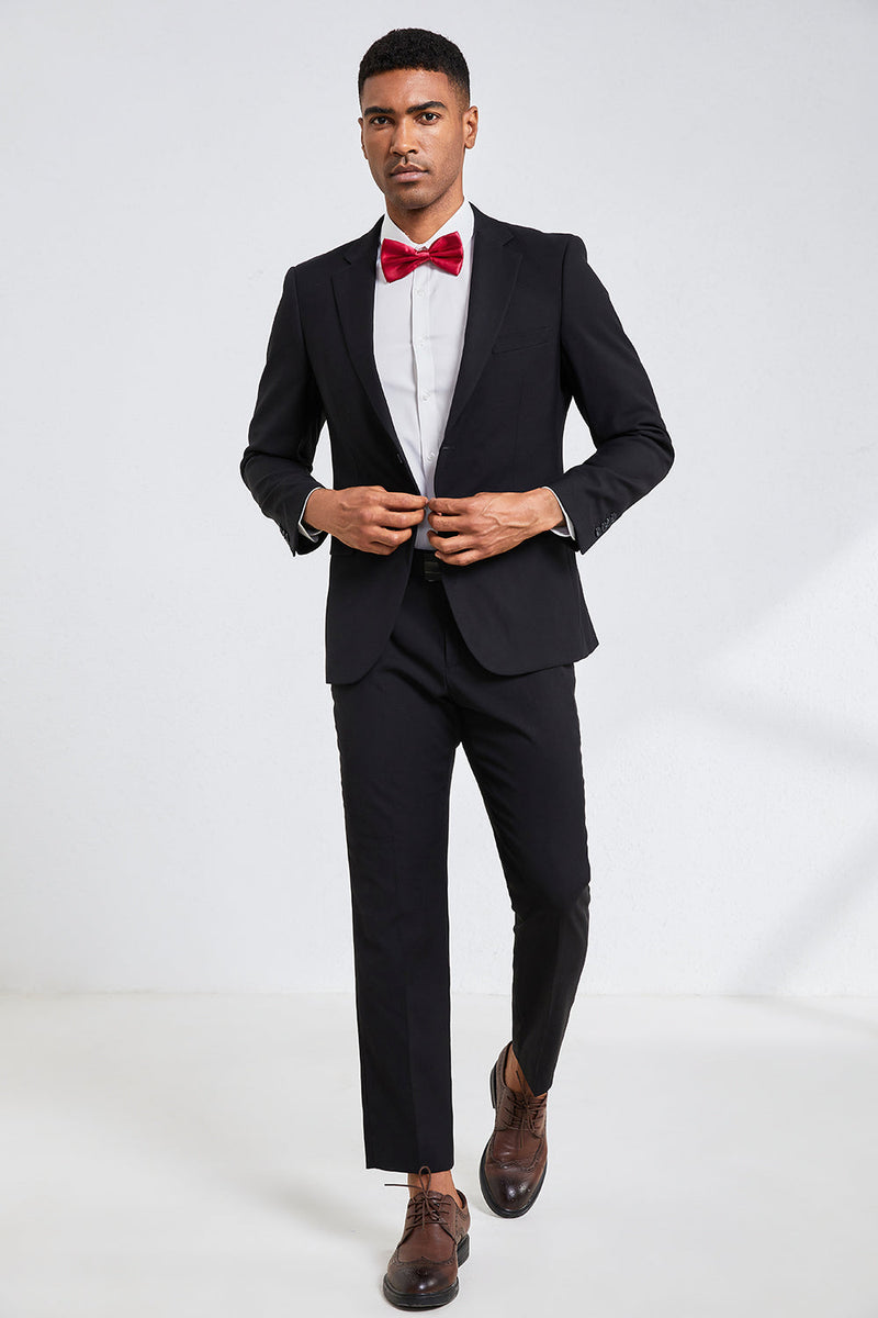 Load image into Gallery viewer, Black Notched Lapel Men Homecoming Suits