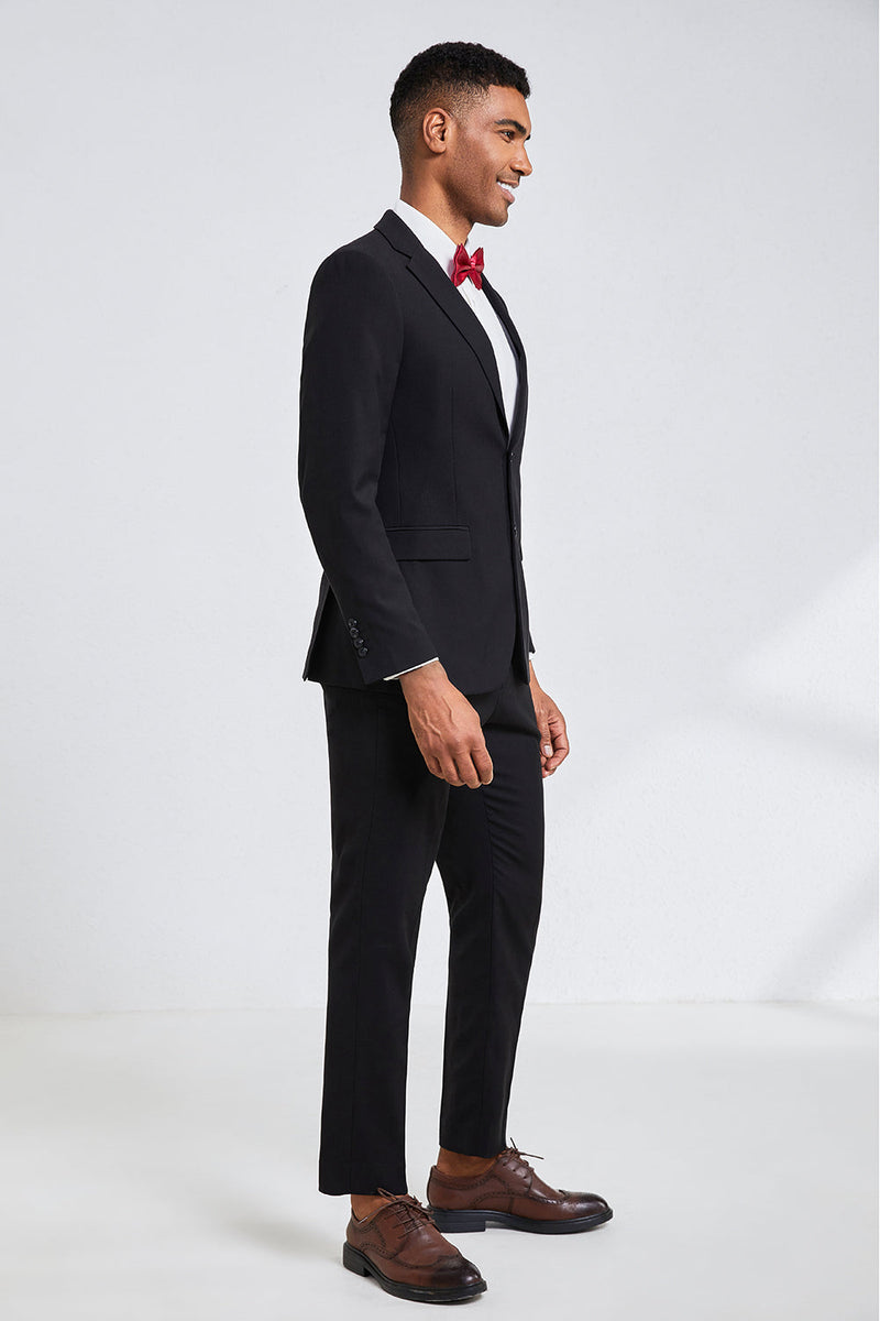 Load image into Gallery viewer, Black Notched Lapel Men Homecoming Suits