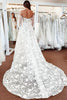 Load image into Gallery viewer, Ivory Lace A-Line Detachable Long Sleeves Corset Long Wedding Dress