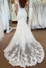 Load image into Gallery viewer, White Off the Shoulder Long Mermaid Wedding Dress with Lace