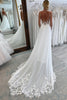 Load image into Gallery viewer, White Long Chiffon Boho A-Line Wedding Dress with Lace