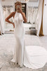 Load image into Gallery viewer, Simple White Halter Open Back Long Wedding Dress