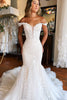 Load image into Gallery viewer, Mermaid White Lace Sweep Train Long Wedding Dress