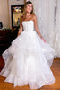 Load image into Gallery viewer, Simple White Corset A-Line Asymmetrical Wedding Dress with Flowers