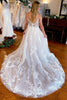 Load image into Gallery viewer, Ivory A-Line Spaghetti Straps Long Lace Wedding Dress