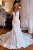 Load image into Gallery viewer, Ivory Mermaid Spaghetti Straps Backless Long Lace Wedding Dress