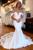 Load image into Gallery viewer, White Boho Mermaid Off the Shoulder Long Wedding Dress with Lace