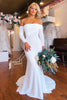 Load image into Gallery viewer, Simple White Boho Mermaid Long Wedding Dress with Sleeves