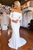 Load image into Gallery viewer, Simple White Boho Mermaid Long Wedding Dress with Sleeves