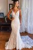 Load image into Gallery viewer, Ivory Mermaid Open Back Long Lace Wedding Dress