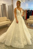 Load image into Gallery viewer, A-Line White Long Wedding Dress with Appliques