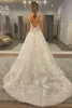 Load image into Gallery viewer, A-Line White Long Wedding Dress with Appliques