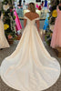 Load image into Gallery viewer, Off The Shoulder White Corset Simple Long Wedding Dress with Pockets