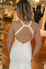 Load image into Gallery viewer, Mermaid Halter White Long Simple Wedding Dress with Button