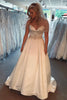 Load image into Gallery viewer, A-Line Satin Sweetheart White Long Simple Wedding Dress with Beading
