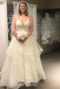 Load image into Gallery viewer, Asymmetrical Tulle Spaghetti Straps White Long Wedding Dress