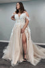 Load image into Gallery viewer, Tulle Off The Shoulder Ivory Long Plus Size Wedding Dress with Appliques