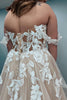 Load image into Gallery viewer, Tulle Off The Shoulder Ivory Long Plus Size Wedding Dress with Appliques