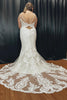 Load image into Gallery viewer, Mermaid V-Neck White Plus Size Lace Wedding Dress