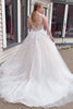 Load image into Gallery viewer, A-Line Tulle Sparkly White Sequins Long Plus Size Wedding Dress with Appliques