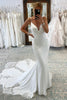 Load image into Gallery viewer, White Spaghetti Straps Long Mermaid Boho Wedding Dress with Lace