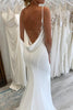 Load image into Gallery viewer, White Spaghetti Straps Long Mermaid Boho Wedding Dress with Lace