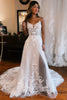 Load image into Gallery viewer, Ivory Detachable Sleeve High Slit A-Line Wedding Dress with Appliques