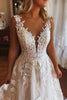 Load image into Gallery viewer, Ivory V-Neck A-Line Tulle Wedding Dress with Pockets