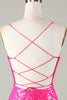 Load image into Gallery viewer, Sparkly Pink Spaghetti Straps Backless Tight Sequins Short Party Dress