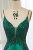 Load image into Gallery viewer, Glitter Dark Green Mermaid Backless Long Prom Dress With Beaded Appliques