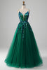 Load image into Gallery viewer, Tulle Spaghetti Straps Dark Green Prom Dress with Sequins