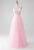 Load image into Gallery viewer, Light Pink A-Line Spaghetti Straps Prom Dress with Beading