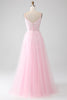 Load image into Gallery viewer, Light Pink A-Line Spaghetti Straps Prom Dress with Beading