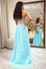 Load image into Gallery viewer, Light Blue Sheath Long Corset Prom Dress