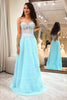 Load image into Gallery viewer, Light Blue Sheath Long Corset Prom Dress