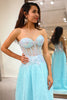 Load image into Gallery viewer, Light Blue Sheath Long Corset Prom Dress