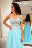 Load image into Gallery viewer, Light Blue Sheath Long Corset Prom Dress