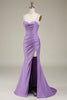 Load image into Gallery viewer, Satin Spaghetti Straps Lilac Purple Prom Dress with Corset