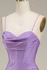 Load image into Gallery viewer, Satin Spaghetti Straps Lilac Purple Prom Dress with Corset