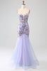 Load image into Gallery viewer, Mermaid Strapless Lavender Corset Prom Dress with Beading