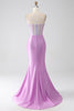 Load image into Gallery viewer, Lilac Mermaid Strapless Corset Prom Dress with Slit