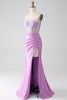 Load image into Gallery viewer, Lilac Mermaid Strapless Corset Prom Dress with Slit