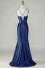 Load image into Gallery viewer, Royal Blue Mermaid Spaghetti Straps Long Prom Dress With Slit